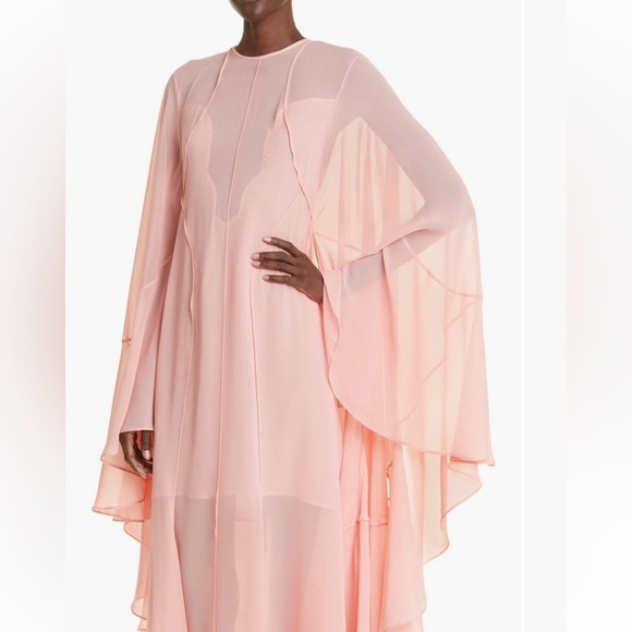 St. John Dresses & Skirts - St. John plunging illusion, flowing long sleeve silk gown.